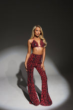 Load image into Gallery viewer, The VALENCIA Cropped Blazer, Bikini Top and Trousers in Red Leopard Sequin