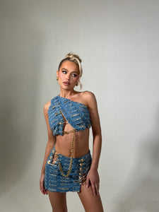 The JAYDE Denim Top with Pins