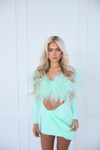 Load image into Gallery viewer, The MAIA Skirt and Top with Statement Feathers - Mint Lace