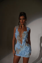 Load image into Gallery viewer, The RIVER Mini Dress with Silver Jewel Embellishments