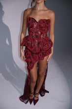 Load image into Gallery viewer, The RAVINA Basque and Maxi Skirt with Rope and Diamond appliqués (Burgundy)
