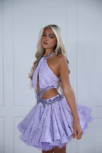 Load image into Gallery viewer, The SOFTELLE Beaded Lace Dress with Diamond Embellishments - Lilac