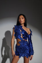 Load image into Gallery viewer, The ARIANA 3D Flower Sequin Dress (Blue)