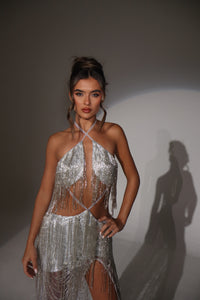 The COSETTE Dress with Silver Beaded Tassels