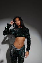 Load image into Gallery viewer, The BLAISE Sequin Top and Trousers with Statement Chain Details