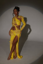 Load image into Gallery viewer, The ARIANNA 3D Flower Sequin Maxi Dress in Yellow