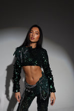 Load image into Gallery viewer, The BLAISE Sequin Top and Trousers with Statement Chain Details