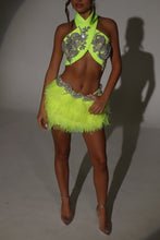 Load image into Gallery viewer, The JIANNA Feather Skirt and Wrap Top with Embellishments