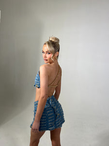 The JAYDE Denim Top with Pins