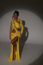 Load image into Gallery viewer, The ARIANNA 3D Flower Sequin Maxi Dress in Yellow