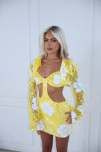 Load image into Gallery viewer, The ROSELIGHT Dress and Cropped Jacket - Yellow/White Flower Sequin