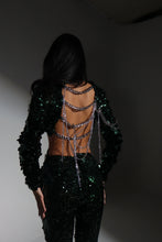 Load image into Gallery viewer, The BLAISE Sequin Top and Trousers with Statement Chain Details