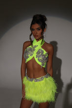 Load image into Gallery viewer, The JIANNA Feather Skirt and Wrap Top with Embellishments