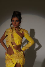 Load image into Gallery viewer, The ARIANNA 3D Flower Sequin Maxi Dress in Yellow