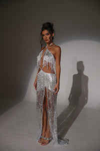 The COSETTE Dress with Silver Beaded Tassels