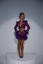 Load image into Gallery viewer, The EYES ON ME Cropped Blazer and Skirt with Feathers