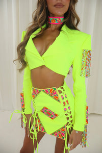 The AZURE Cropped Blazer, Skirt and Choker