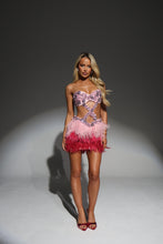 Load image into Gallery viewer, The BIANCA Dress with Luxe Baby Pink Diamonds and Ombré Feathers