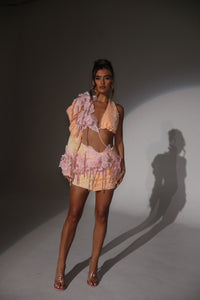 The MARIBEL Beaded Ombre Lace Co-Ord with 3D Flowers and Chain details