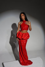 Load image into Gallery viewer, The EMILIA Sequin Top and Maxi Skirt with Puffball