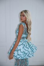 Load image into Gallery viewer, The PENELOPE Maxi Dress and Peplum Belt - Blue Sequin Lace