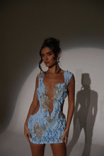 Load image into Gallery viewer, The RIVER Mini Dress with Silver Jewel Embellishments