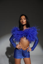 Load image into Gallery viewer, The MAIA Diamond Skirt and Top with Statement Feathers