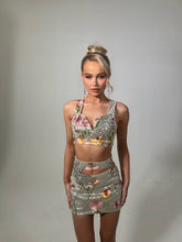 Load image into Gallery viewer, The LUELLA Skirt in Silver / Floral Sequin