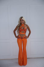 Load image into Gallery viewer, The LUNARA Faux Leather Bralet and Trousers with Embellishment’s - Orange