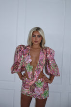 Load image into Gallery viewer, The FIORA Bodysuit and Skirt with 3D Embellished Flowers in Printed Sequin