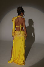 Load image into Gallery viewer, The ARIANNA 3D Flower Sequin Maxi Dress in Yellow