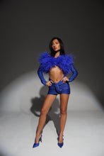 Load image into Gallery viewer, The MAIA Diamond Skirt and Top with Statement Feathers