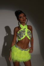 Load image into Gallery viewer, The JIANNA Feather Skirt and Wrap Top with Embellishments
