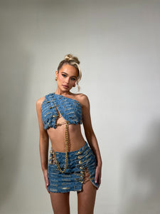 The JAYDE Denim Top with Pins