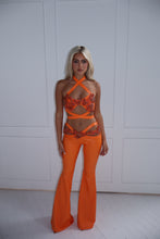 Load image into Gallery viewer, The LUNARA Faux Leather Bralet and Trousers with Embellishment’s - Orange
