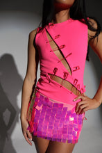 Load image into Gallery viewer, The BELLA Mini Dress with Sequin Skirt and Statement Pins