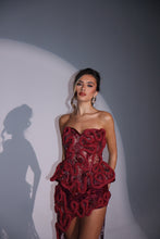 Load image into Gallery viewer, The RAVINA Basque and Maxi Skirt with Rope and Diamond appliqués (Burgundy)