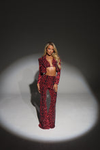 Load image into Gallery viewer, The VALENCIA Cropped Blazer, Bikini Top and Trousers in Red Leopard Sequin