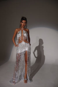 The COSETTE Dress with Silver Beaded Tassels