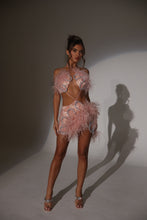 Load image into Gallery viewer, The FLORRIE Beaded Dress with Feather and Rope Details