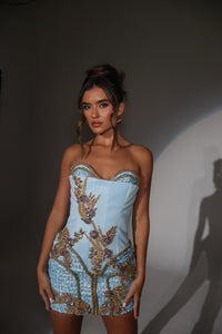 The TABITHA Dress with Gold Rope and Diamond Embellishments
