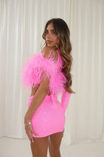 Load image into Gallery viewer, The RHIANNON Feather Top and Skirt (Pink)