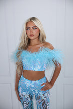 Load image into Gallery viewer, The DEWELLE Sequin Trousers and Top with Feathers