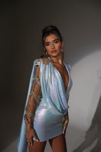 Load image into Gallery viewer, The ORELIA Grecian Drape Dress with Gold Embellished Arm Cuff