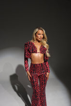 Load image into Gallery viewer, The VALENCIA Cropped Blazer, Bikini Top and Trousers in Red Leopard Sequin