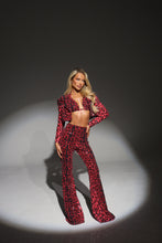 Load image into Gallery viewer, The VALENCIA Cropped Blazer, Bikini Top and Trousers in Red Leopard Sequin