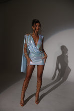 Load image into Gallery viewer, The ORELIA Grecian Drape Dress with Gold Embellished Arm Cuff