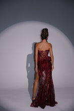 Load image into Gallery viewer, The RAVINA Basque and Maxi Skirt with Rope and Diamond appliqués (Burgundy)