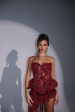 Load image into Gallery viewer, The RAVINA Basque and Maxi Skirt with Rope and Diamond appliqués (Burgundy)