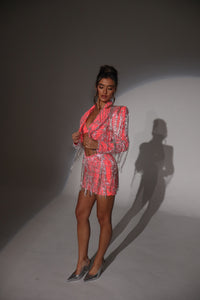 The COSETTE Beaded Tassel Blazer, Skirt and Bikini Top